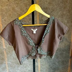 Y2K Studio Y Cropped 1/2 Cardi with Sequins Women’s L